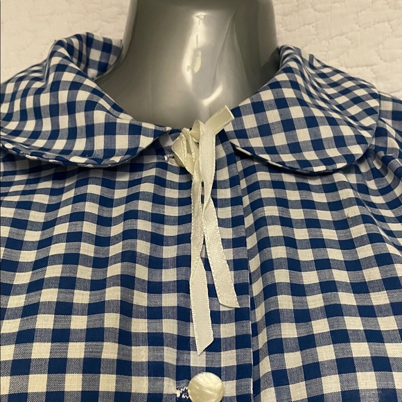 beautiful Blue Gingham Dress with Floral Pocket - Picture 4 of 12